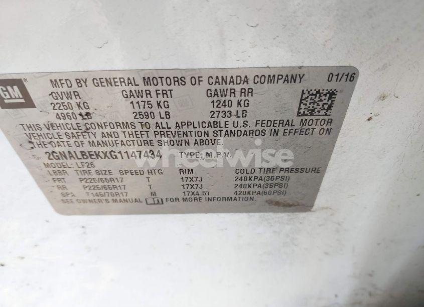 Photo 9 of 2016 Chevrolet Equinox LS (VIN 2GNALBEKXG1147434)