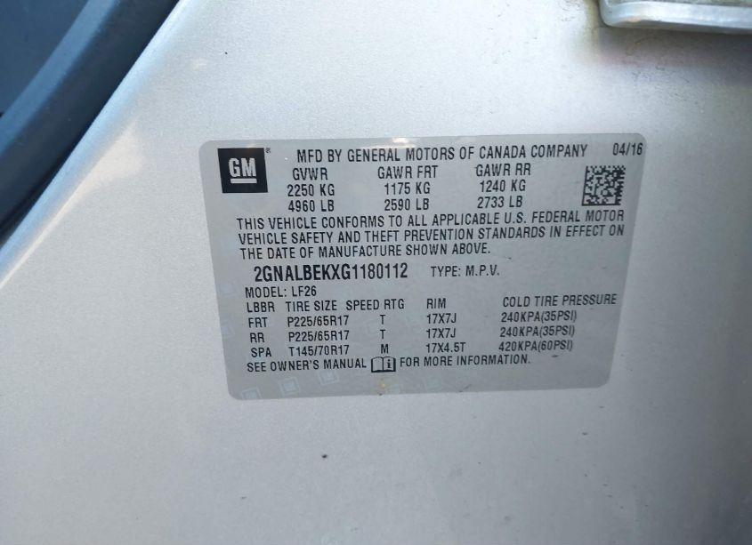 Photo 9 of 2016 Chevrolet Equinox LS (VIN 2GNALBEKXG1180112)