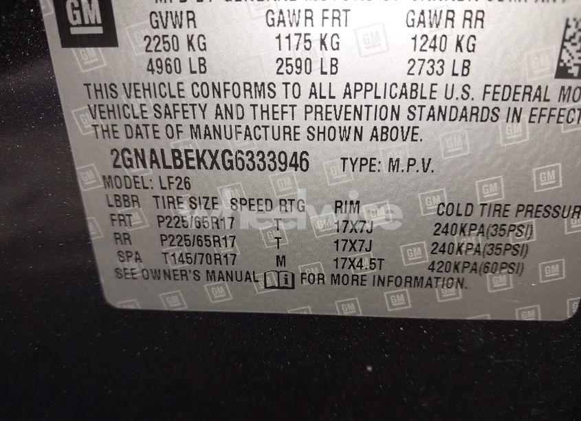 Photo 9 of 2016 Chevrolet Equinox LS (VIN 2GNALBEKXG6333946)