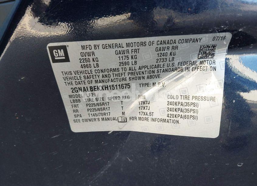 Photo 9 of 2017 Chevrolet Equinox LS (VIN 2GNALBEKXH1511675)