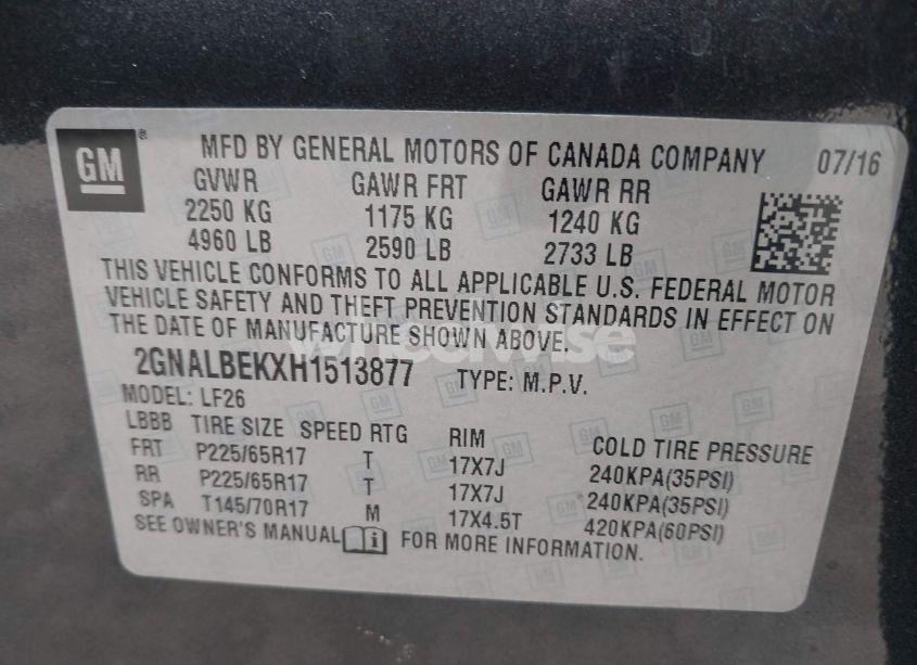 Photo 9 of 2017 Chevrolet Equinox LS (VIN 2GNALBEKXH1513877)