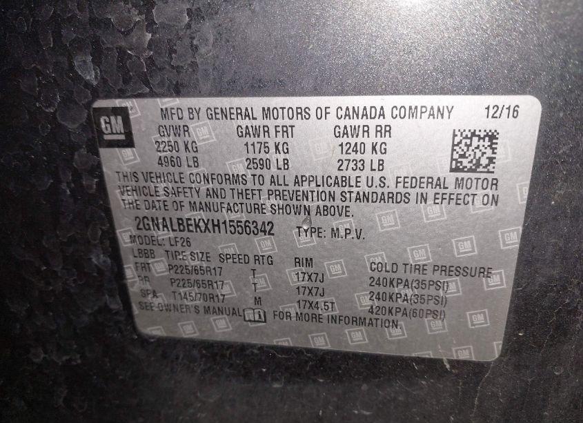 Photo 9 of 2017 Chevrolet Equinox LS (VIN 2GNALBEKXH1556342)