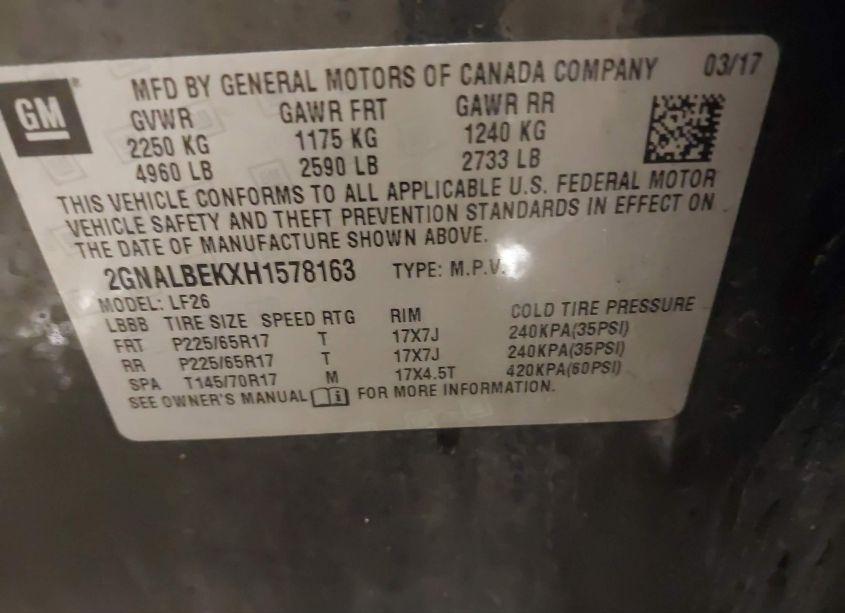 Photo 9 of 2017 Chevrolet Equinox LS (VIN 2GNALBEKXH1578163)