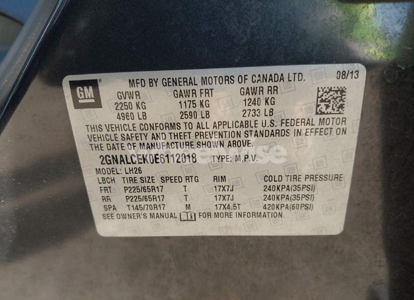 Photo 9 of 2014 Chevrolet Equinox 2LT (VIN 2GNALCEK0E6112018)