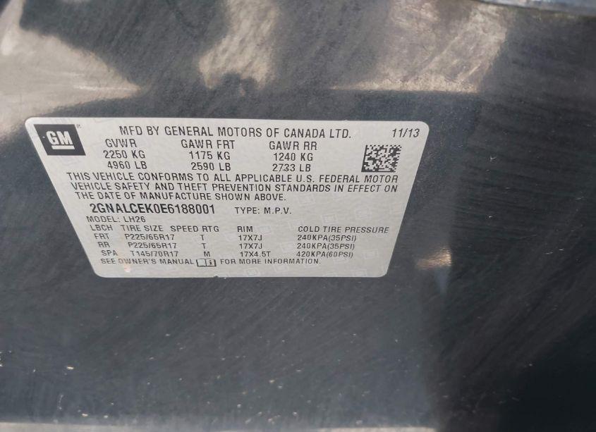 Photo 9 of 2014 Chevrolet Equinox 2LT (VIN 2GNALCEK0E6188001)