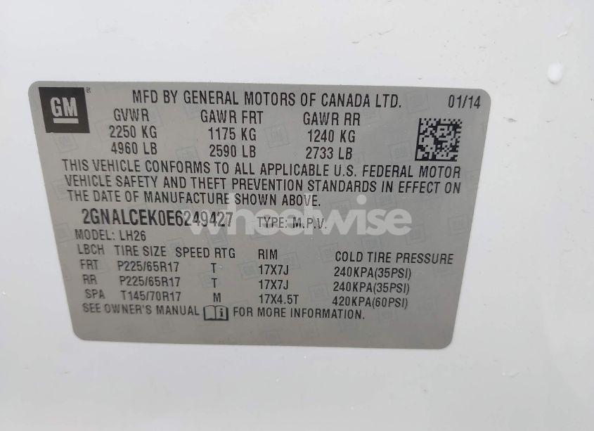 Photo 9 of 2014 Chevrolet Equinox 2LT (VIN 2GNALCEK0E6249427)