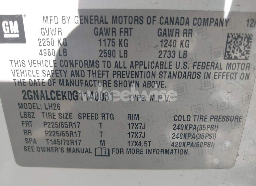 Photo 9 of 2016 Chevrolet Equinox LT (VIN 2GNALCEK0G1140031)