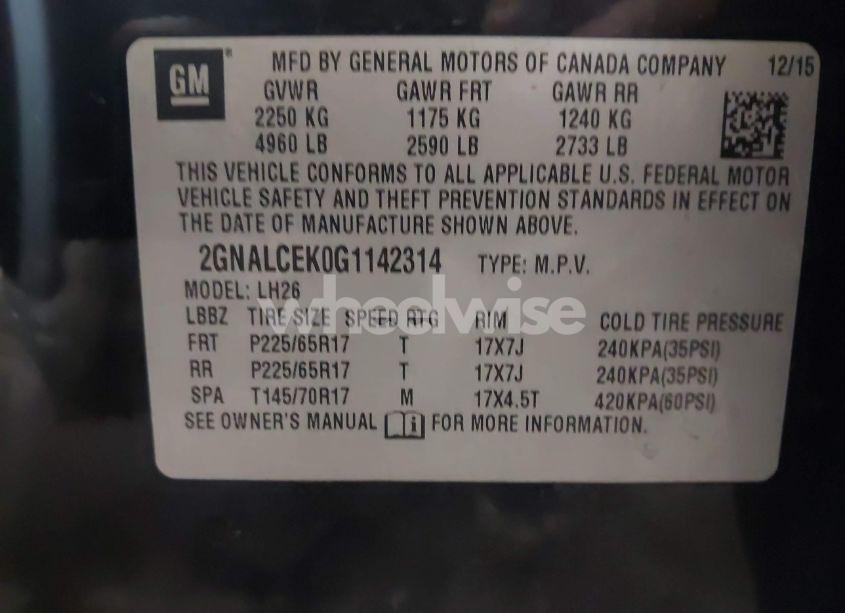 Photo 9 of 2016 Chevrolet Equinox LT (VIN 2GNALCEK0G1142314)