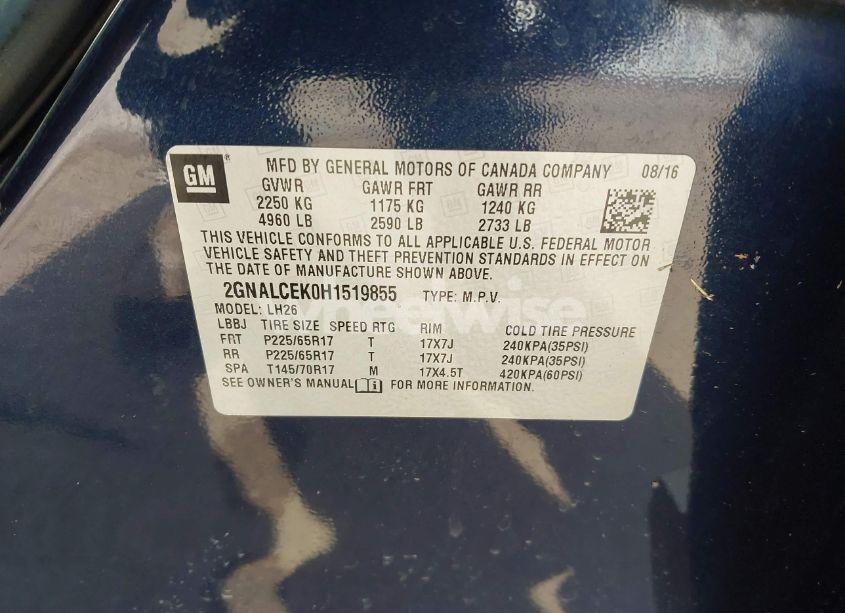 Photo 9 of 2017 Chevrolet Equinox LT (VIN 2GNALCEK0H1519855)