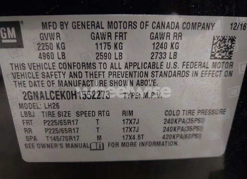 Photo 9 of 2017 Chevrolet Equinox LT (VIN 2GNALCEK0H1552273)