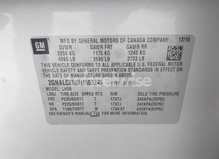 Photo 9 of 2017 Chevrolet Equinox LT (VIN 2GNALCEK0H1553245)