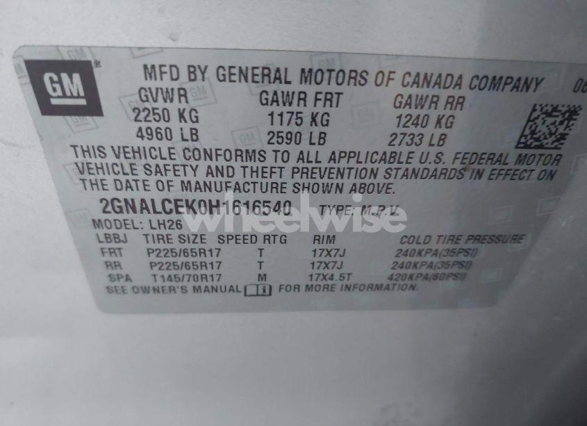 Photo 9 of 2017 Chevrolet Equinox LT (VIN 2GNALCEK0H1616540)