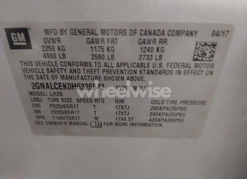 Photo 9 of 2017 Chevrolet Equinox LT (VIN 2GNALCEK0H6326642)