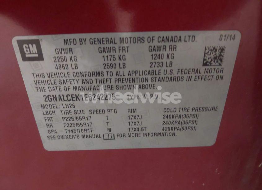 Photo 9 of 2014 Chevrolet Equinox 2LT (VIN 2GNALCEK1E6242275)