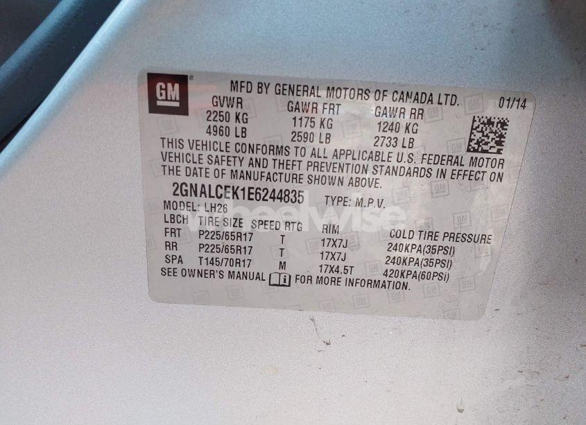 Photo 9 of 2014 Chevrolet Equinox 2LT (VIN 2GNALCEK1E6244835)