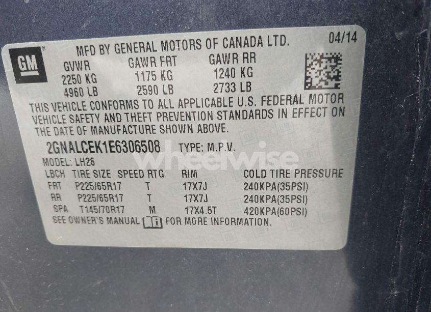 Photo 9 of 2014 Chevrolet Equinox 2LT (VIN 2GNALCEK1E6306508)