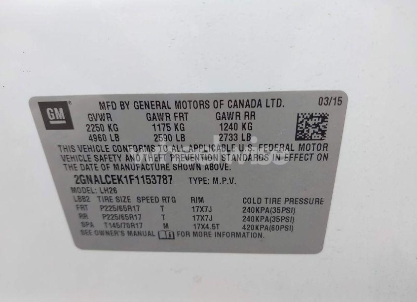 Photo 9 of 2015 Chevrolet Equinox 2LT (VIN 2GNALCEK1F1153787)