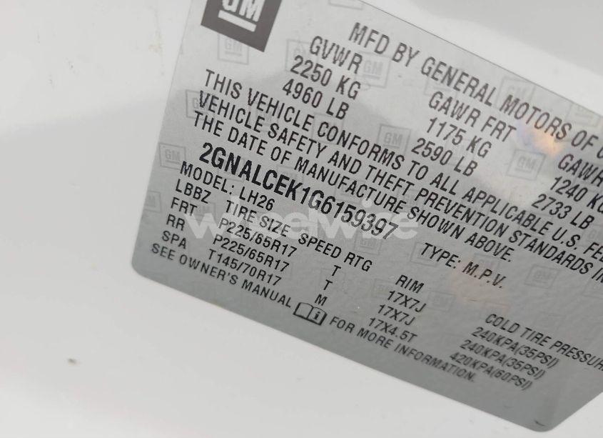 Photo 9 of 2016 Chevrolet Equinox LT (VIN 2GNALCEK1G6159397)