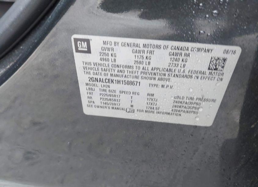 Photo 9 of 2017 Chevrolet Equinox LT (VIN 2GNALCEK1H1508671)