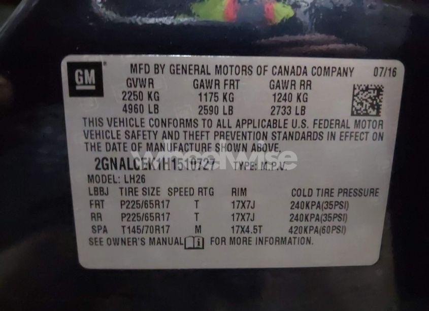 Photo 9 of 2017 Chevrolet Equinox LT (VIN 2GNALCEK1H1510727)