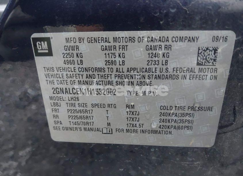 Photo 9 of 2017 Chevrolet Equinox LT (VIN 2GNALCEK1H1532002)