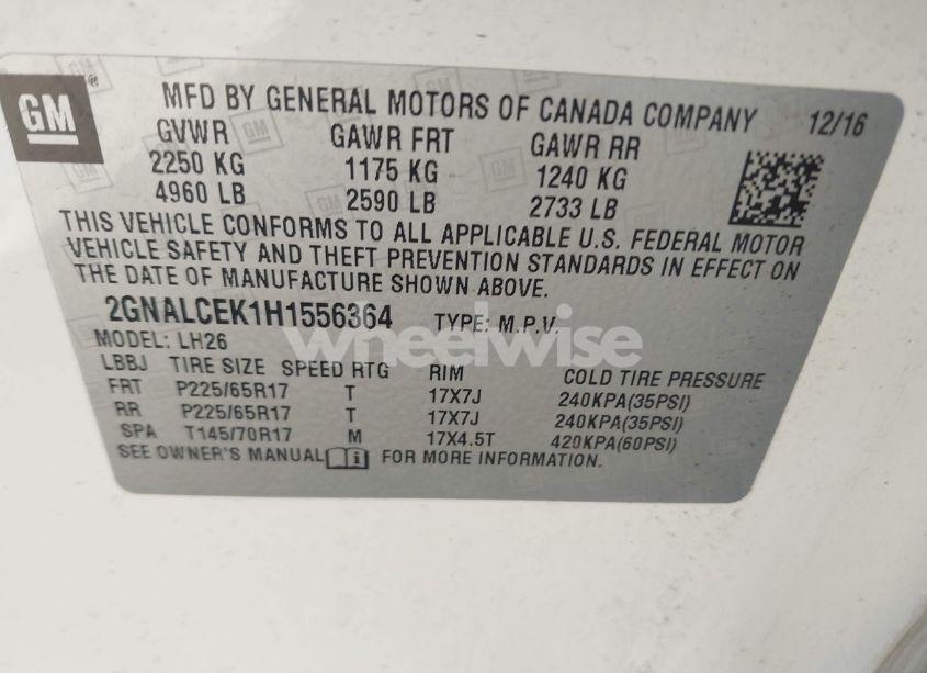 Photo 9 of 2017 Chevrolet Equinox LT (VIN 2GNALCEK1H1556364)