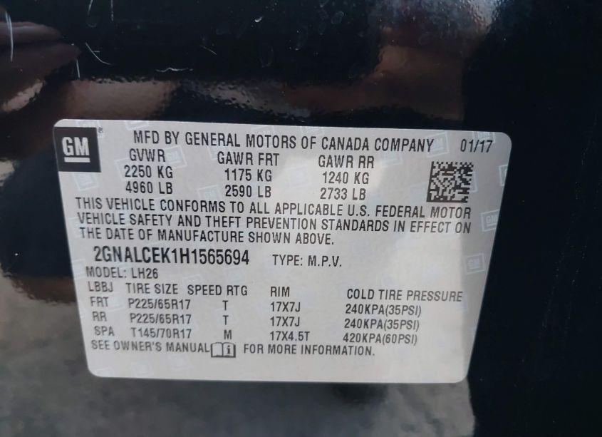 Photo 9 of 2017 Chevrolet Equinox LT (VIN 2GNALCEK1H1565694)