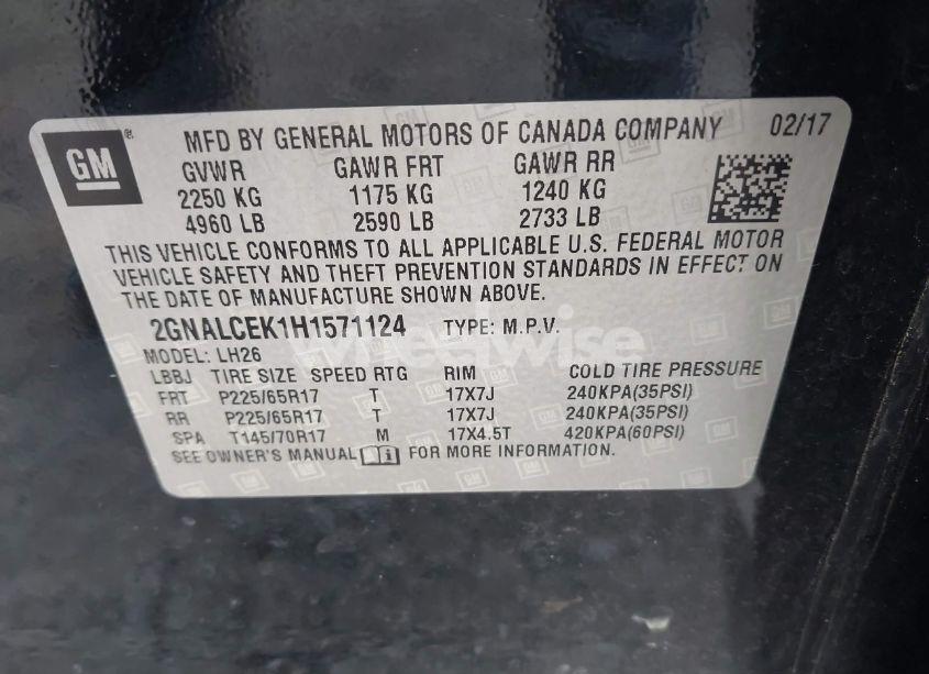 Photo 9 of 2017 Chevrolet Equinox LT (VIN 2GNALCEK1H1571124)