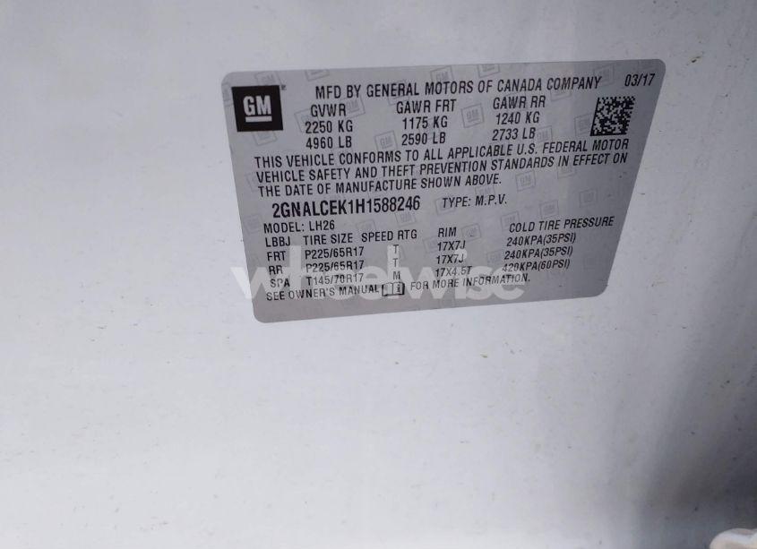 Photo 9 of 2017 Chevrolet Equinox LT (VIN 2GNALCEK1H1588246)