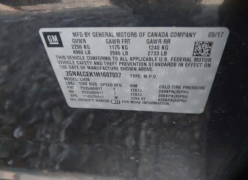 Photo 9 of 2017 Chevrolet Equinox LT (VIN 2GNALCEK1H1607037)