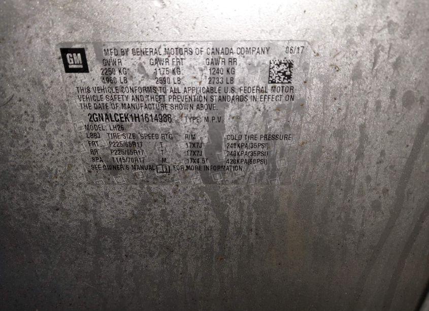 Photo 9 of 2017 Chevrolet Equinox LT (VIN 2GNALCEK1H1614988)