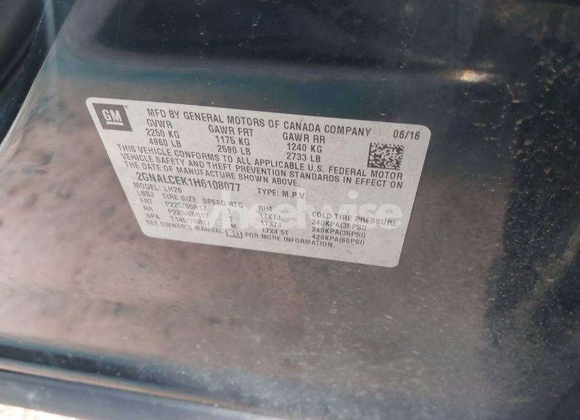 Photo 9 of 2017 Chevrolet Equinox LT (VIN 2GNALCEK1H6108077)