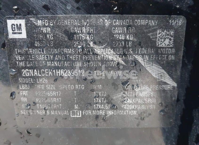 Photo 9 of 2017 Chevrolet Equinox LT (VIN 2GNALCEK1H6239512)