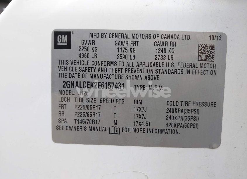 Photo 9 of 2014 Chevrolet Equinox 2LT (VIN 2GNALCEK2E6157431)