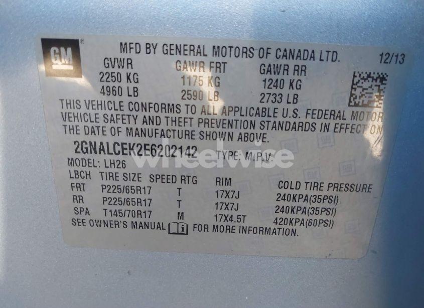Photo 9 of 2014 Chevrolet Equinox 2LT (VIN 2GNALCEK2E6202142)