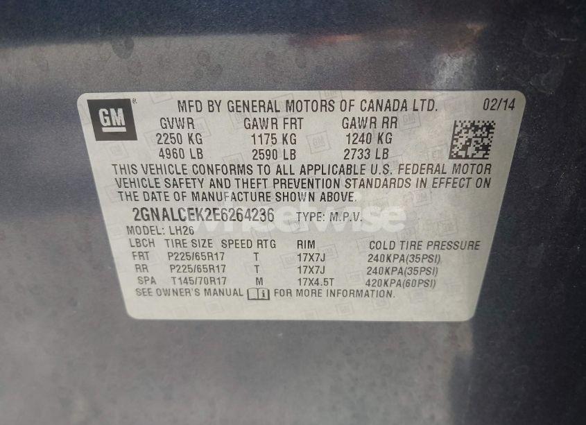 Photo 9 of 2014 Chevrolet Equinox 2LT (VIN 2GNALCEK2E6264236)