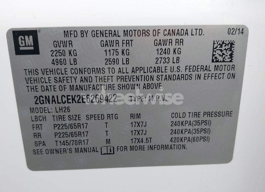 Photo 9 of 2014 Chevrolet Equinox 2LT (VIN 2GNALCEK2E6269422)