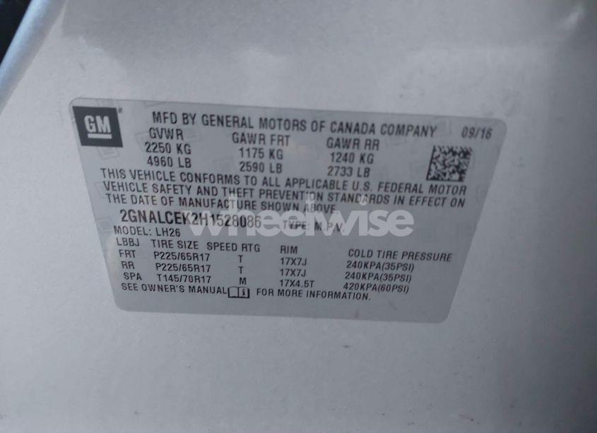 Photo 9 of 2017 Chevrolet Equinox LT (VIN 2GNALCEK2H1528086)