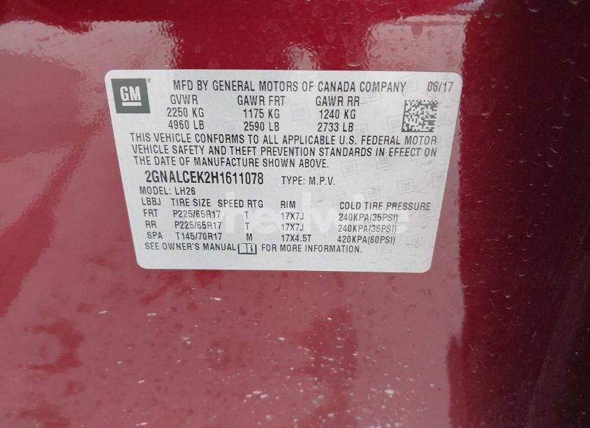 Photo 9 of 2017 Chevrolet Equinox LT (VIN 2GNALCEK2H1611078)