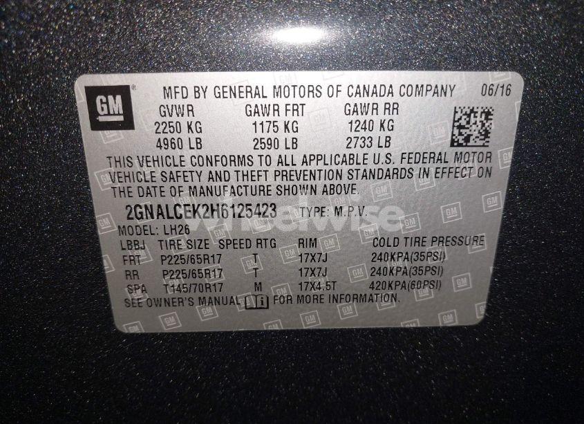 Photo 9 of 2017 Chevrolet Equinox LT (VIN 2GNALCEK2H6125423)