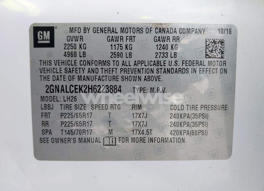 Photo 9 of 2017 Chevrolet Equinox LT (VIN 2GNALCEK2H6223884)