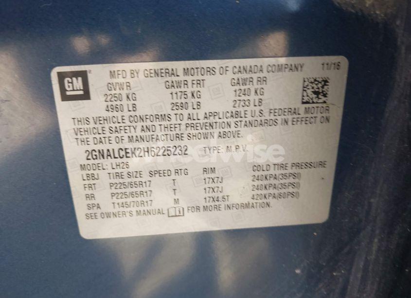 Photo 9 of 2017 Chevrolet Equinox LT (VIN 2GNALCEK2H6225232)