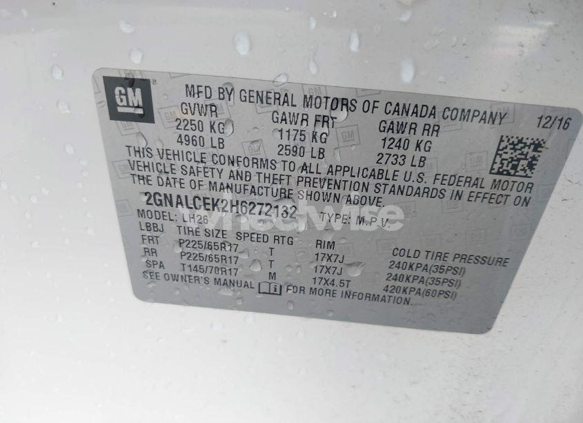 Photo 9 of 2017 Chevrolet Equinox LT (VIN 2GNALCEK2H6272132)