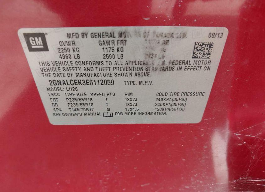 Photo 9 of 2014 Chevrolet Equinox 2LT (VIN 2GNALCEK3E6112059)