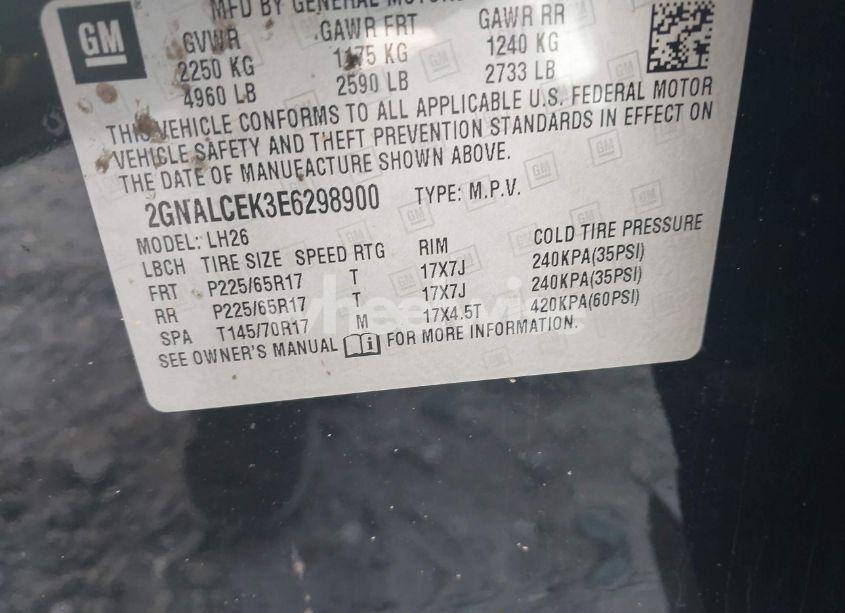 Photo 9 of 2014 Chevrolet Equinox 2LT (VIN 2GNALCEK3E6298900)