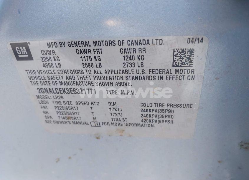 Photo 9 of 2014 Chevrolet Equinox 2LT (VIN 2GNALCEK3E6321771)