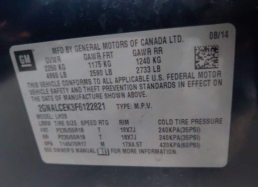 Photo 9 of 2015 Chevrolet Equinox 2LT (VIN 2GNALCEK3F6122821)