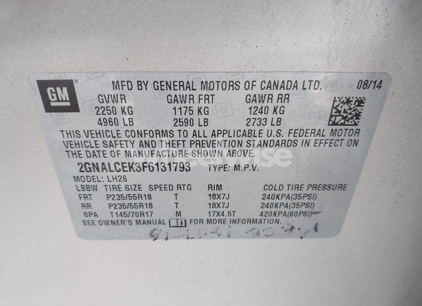 Photo 9 of 2015 Chevrolet Equinox 2LT (VIN 2GNALCEK3F6131793)