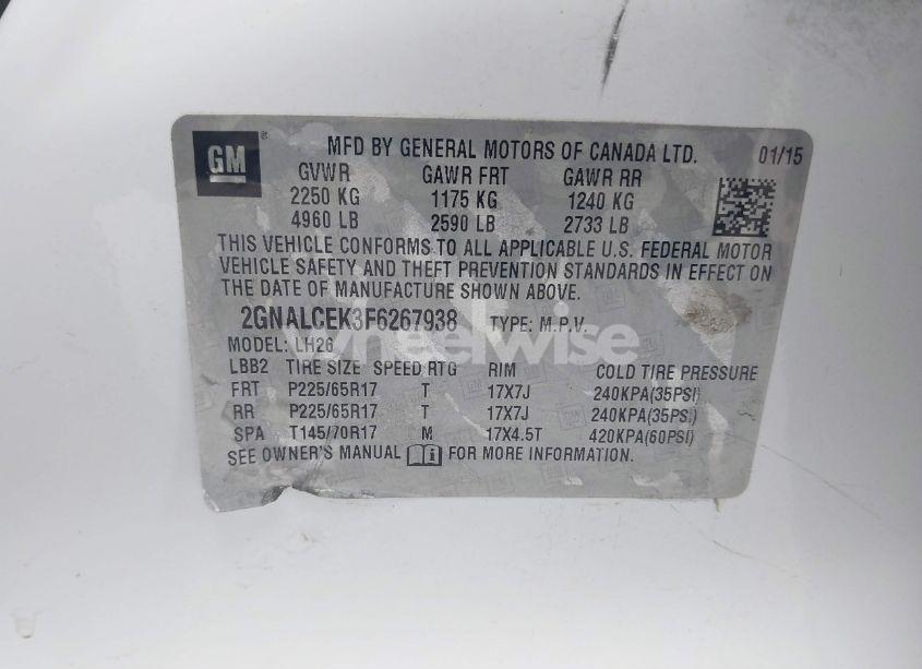 Photo 9 of 2015 Chevrolet Equinox 2LT (VIN 2GNALCEK3F6267938)