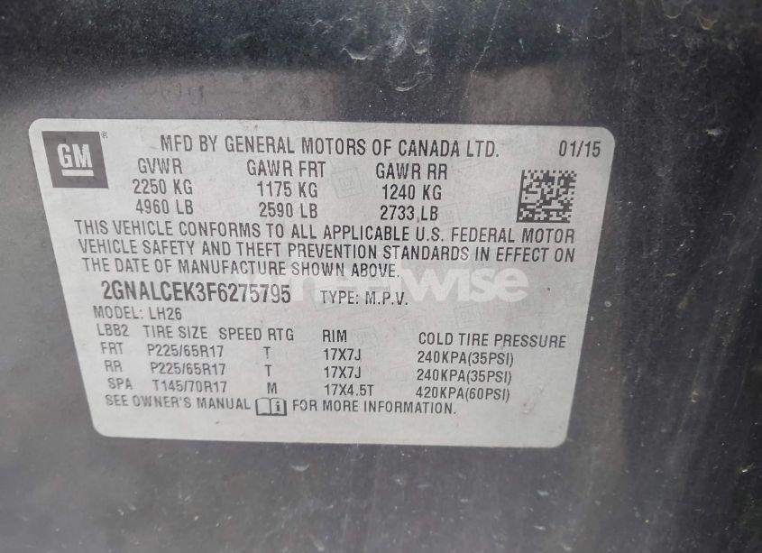 Photo 9 of 2015 Chevrolet Equinox 2LT (VIN 2GNALCEK3F6275795)